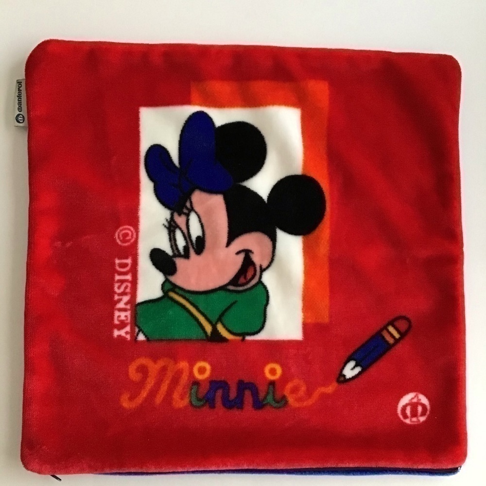 Disney Mickey Minnie Throw Pillow COVER Manterol Spain 18x18" REVERSIBLE Vintage